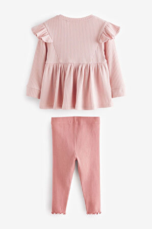 Next Baby Pamuklu Pembe Uzun Kollu Fitilli Alt Üst Takım