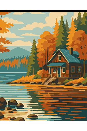 Sayılarla Boyama Seti 40x50 Cm (Çıtalı) Fırça Boya Dahil Numaralı Tuval Hayal Evi