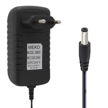 Weko 29.4 Volt - 1 Amper 5.5X2.5Mm Uçlu Yerli Üretim Priz Tipi Adaptör 1.2 Metre Uzunluk