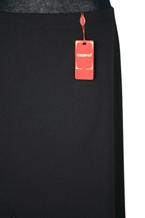 Hesna Kadın Lumina Kombin ve Biye Detaylı Astarlı Lastikli Siyah Etek