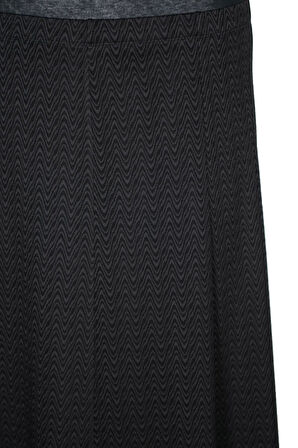 Hesna Kadın Efsun Kışlık Zikzak Baskılı 8 Parça Lastikli Siyah Etek