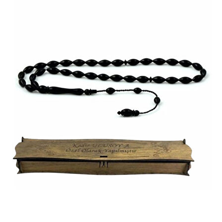 Kişiye Özel Kutulu Abanoz Ağacı Tesbih – El Yapımı Şık Hediye Seçeneği