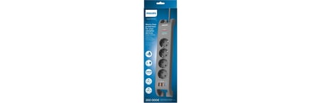  Philips SPN4140GA Akım Korumalı Priz 4'lü + 2x Usb-A 18W + 1x Usb-C 20W - 2m Kablo