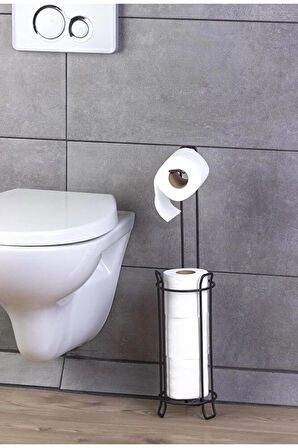 Siyah Yuvarlak Yedekli Wc Kağıtlık