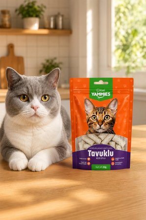 Kiwi Pets Kyct-50355 Yammies Dondurularak Kurutulmuş Tavuklu Kedi Otlu Mama 9*20 G