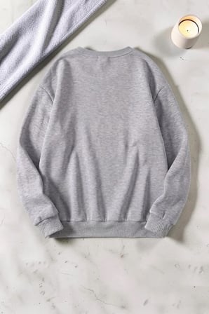 Unisex Meraklı Ördek Baskılı Bisiklet Yaka Sweatshirt