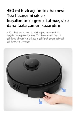 Xiaomi 8000 Pa Güçlü Çekim Gücüne Sahip Akıllı Robot Süpürge ve Paspas, Saç Dolaşma Önleyicili