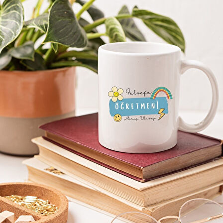 Felsefe Öğretmenine Özel Kupa Bardak – Renkli Tasarımlı Hediyelik Öğretmenler Günü Kupası