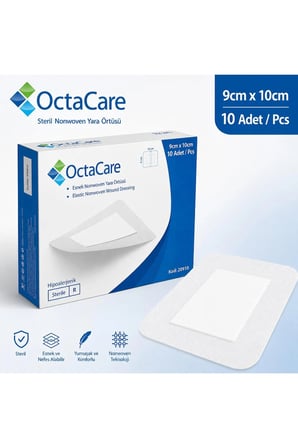 Octacare Esnek Steril Nonwoven Yara Örtüsü 9cm×10cm (10 Adet)
