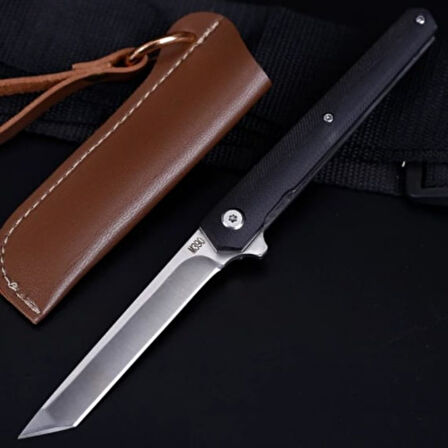 Kişiye Özel M390 Çelik Kamp ve Outdoor Çakı – İsim Yazılı Şık Deri Kılıflı