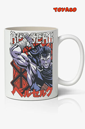 Berserk Guts Anime Temalı Beyaz Kupa Bardak Sevgiliye Arkadaşa Hediye