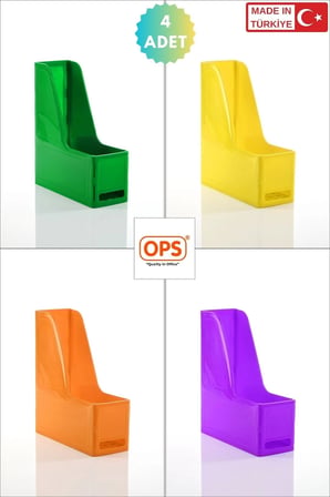 OPS MG 101 MAGAZİNLİK 4'LÜ SET A4 DEMONTE PLASTİK DİKEY KLASÖR ARŞİV KUTUSU ORGANİZER SAKLAMA DEPOLAMA