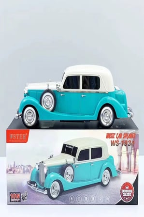 WS-1934 Pontiac Sedan Diecast Araba Bluetooth Hoparlör Işıklı, FM Radyo ve USB Destekli Müzik Kutusu
