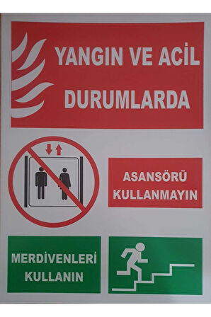 Yangın Ve Acil Durumlarda Uyarı Levhası