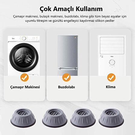 Çamaşır Makinesi Titreşim Önleyici Kaydırmaz Vantuzlu Stoper Set (3877)