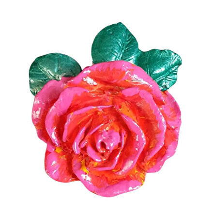 Uretti - Ayşe 7362 5422 El Yapımı Minik 2'li Pembe - Siyah Renk Gül Magnet - 6 x 7 cm