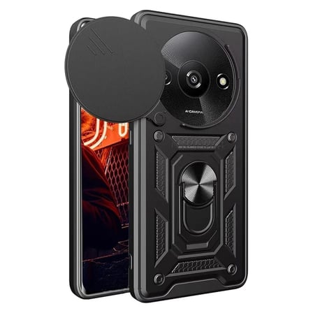 Xiaomi Redmi A3 4G Kılıf Pars Lens Yüzüklü Silikon - Siyah