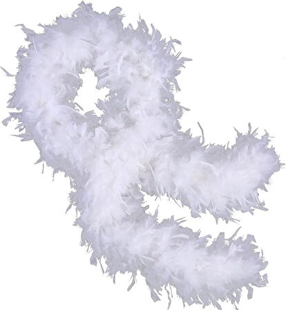 Beyaz Renk Kabarık Kalın Otriş Boa Tüy 6 Cm Genişlik 180-200 Cm Uzunluk