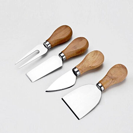 Ahşap Saplı 4 Lü Peynir Bıçağı Seti