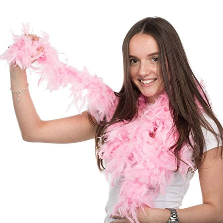 Pembe Renk Kabarık Kalın Otriş Boa Tüy 6 Cm Genişlik 180-200 Cm Uzunluk