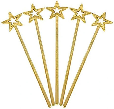 Altın Renk Yıldız Peri Asası Peri Değneği 34 Cm 1 Adet