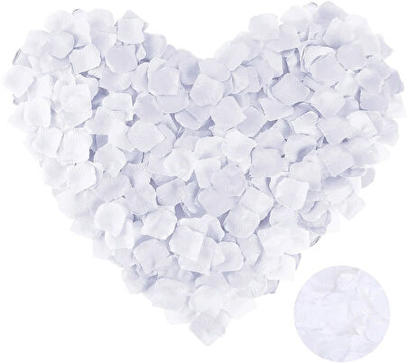 Beyaz Renk Gül Yaprağı Şekilli Konfeti 10 Paket 1000 Adet