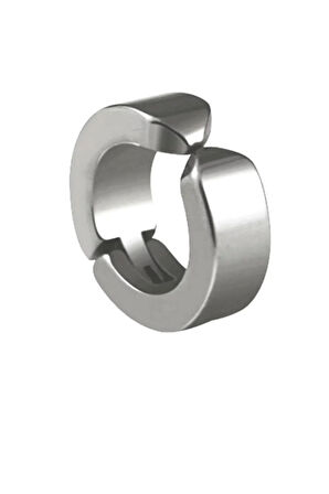 Erkek Küpesi - 1 Adet Çelik Kıstırmalı Küpe Paslanmaz Atmaz Çelik Gümüş Renk Küpe