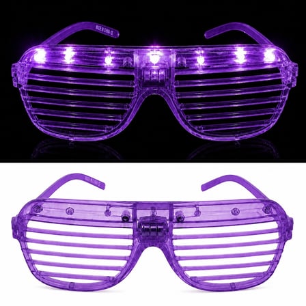 Led Işıklı Panjur Parti Gözlüğü Mor Renk Shutter Gözlük