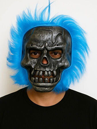 Cadılar Bayramı Lacivert Saçlı Maske