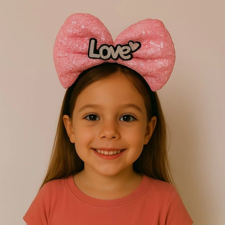 Led Işıklı Love Yazılı Fuşya Fiyonk Taç – Kız Çocuk Parti Tacı