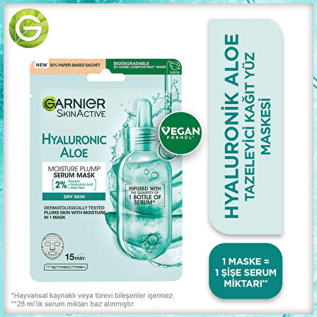 Garnier Hyaluronik Aloe Tazeleyici Kağıt Yüz Maskesi