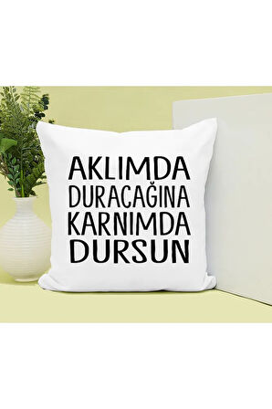 Karnımda Dursun Baskılı Kupa ve Yastık Hediyelik Set Arkadaşa Hediye