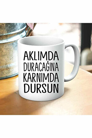 Karnımda Dursun Baskılı Kupa ve Yastık Hediyelik Set Arkadaşa Hediye