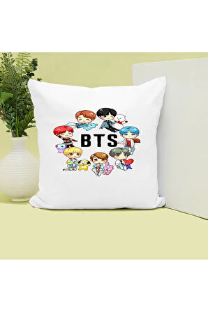 Bts Karakterler Baskılı Kupa ve Yastık Hediyelik Set Arkadaşa Hediye