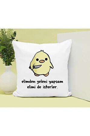 Elimi De İsterler Baskılı Kupa ve Yastık Hediyelik Set Arkadaşa Hediye