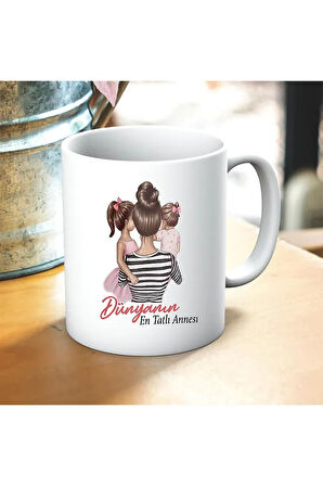 Dünyanın En Tatlı Annesi Baskılı Kupa ve Yastık Hediyelik Set Anneye Hediye