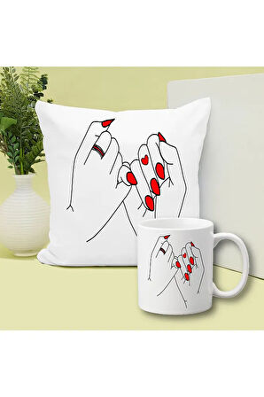 Can Cana Dostluk Baskılı Kupa ve Yastık Hediyelik Set Arkadaşa Hediye
