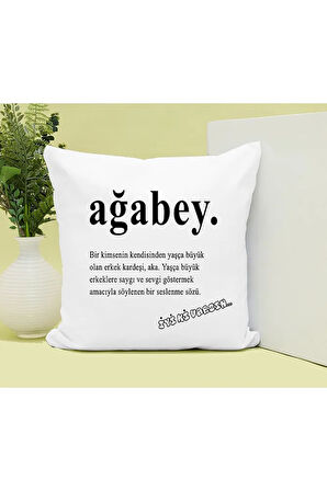 Ağabey Baskılı Kupa ve Yastık Hediyelik Set Arkadaşa Hediye