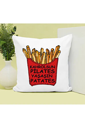 Yaşasın Patates Baskılı Kupa ve Yastık Hediyelik Set Arkadaşa Hediye