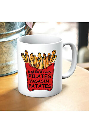 Yaşasın Patates Baskılı Kupa ve Yastık Hediyelik Set Arkadaşa Hediye