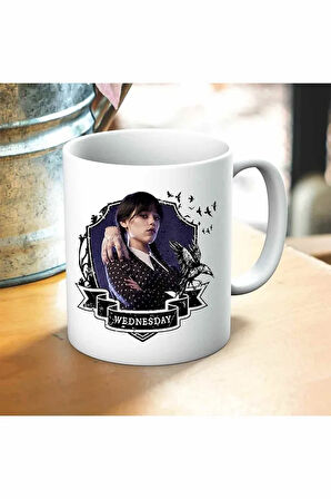 Wednesday Addams Baskılı Kupa ve Yastık Hediyelik Set Arkadaşa Hediye