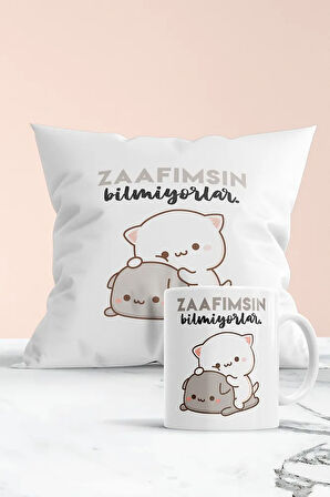 Zaafımsın Bilmiyorlar Baskılı Hediyelik Yastık Ve Kupa Seti