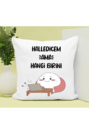 Halledicem Ama Hangi Birini Tasarımlı Yastık Ve Kupa Bardak Hediye Seti