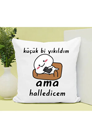 Küçük Bi Yıkıldım Tasarımlı Yastık Ve Kupa Bardak Hediye Seti