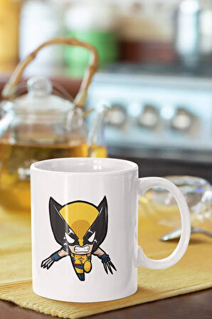 Beyaz Wolverine Baskılı Porselen Kupa Bardak