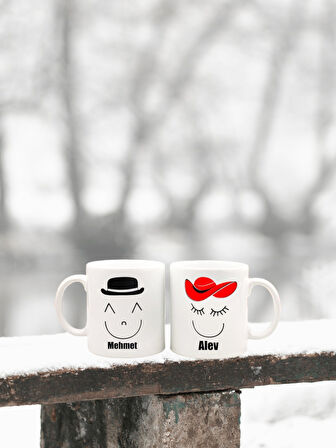 Hediyemi Kişiye Özel Mutlu Çiftler 2'li Kupa