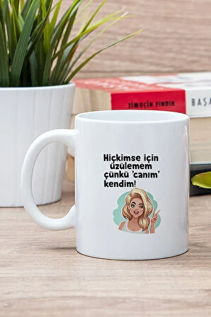 Beyaz Canım Kendim Baskılı Kupa Bardak Hd-b1001-332-be