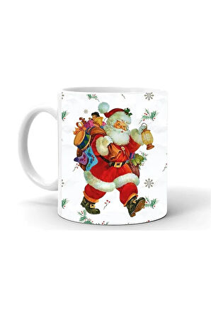 Yılbası Noel Temalı Baskılı Seramik Beyaz Kupa