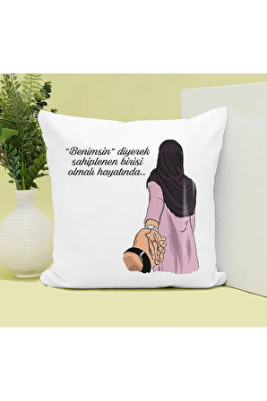 Benimsin Sahiplenen Sevgili Baskılı Kupa ve Yastık Hediyelik Set Arkadaşa Hediye