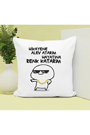 Hayatına Renk Katarım Baskılı Kupa ve Yastık Hediyelik Set Arkadaşa Hediye